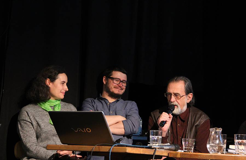 Antropologul Vintilă Mihăilescu (dreapta), alături de Bogdan Iancu și de Anamaria Iuga, la lansarea numărului 21 al revistei „Martor”