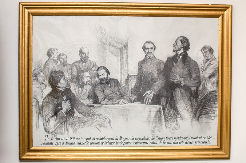 Imagine din Casa Memorială "Vasile Alecsandri" de la Mirceşti, care ilustrează activitatea politică a marelui poet şi om de stat întru realizarea Unirii de la 1859