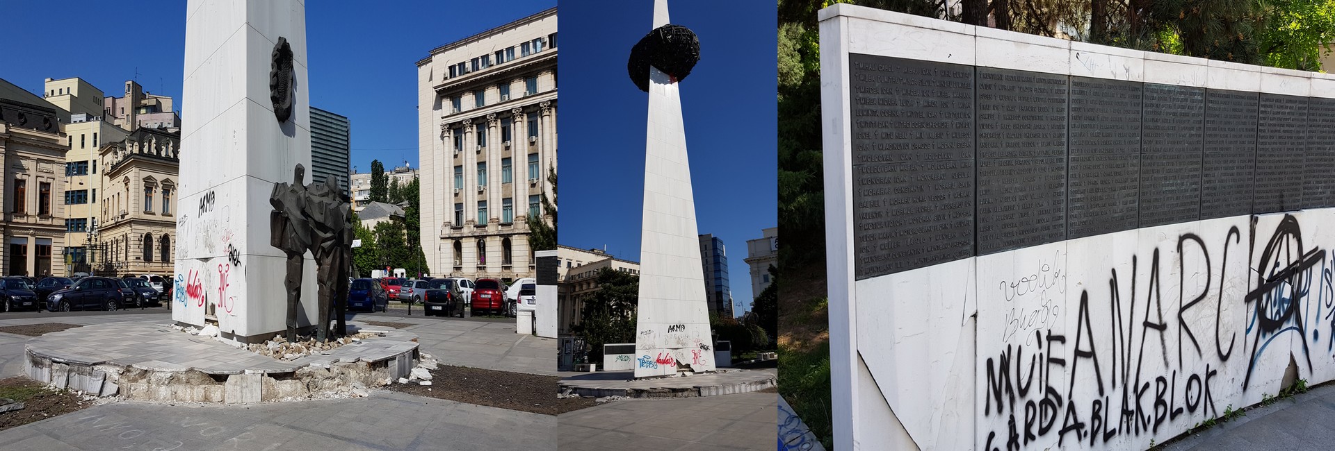 Memorialul Renaşterii Bucureşti profanare eroi Revoluţie slider